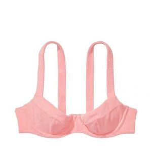 VICTORIA'S SECRET TERRY CLOTH PINK UNDERWIRE SWIM BIKINI TOP~NWT~36DDD~$49.95